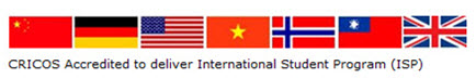 Seven international flags of countries in the International Student Program