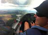 Pilot Steven Detheridge driving plane